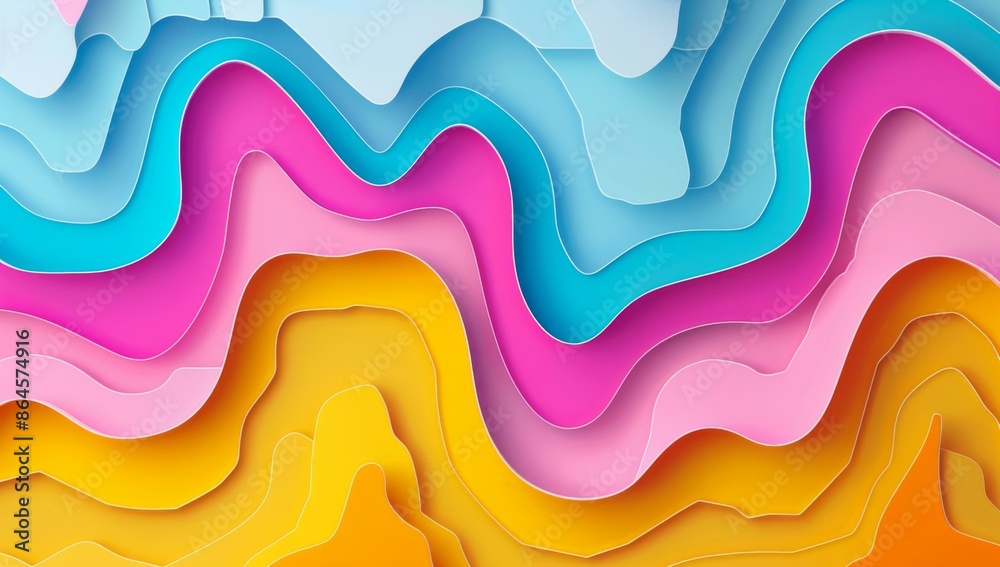 Wall mural a colorful abstract background with wavy lines and shapes. ai.