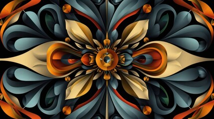 Intricate abstract pattern with vibrant colors and shapes.