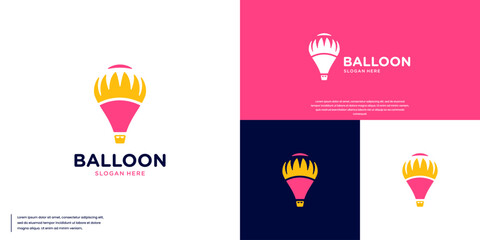 travel story, with concept of hot air balloon, transportation tool, logo design vector.