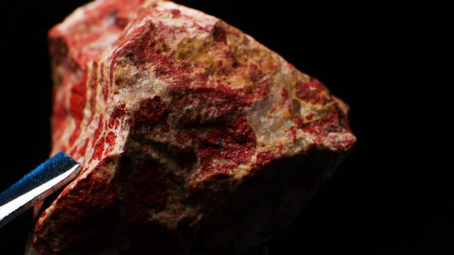 Jasper Raw Gem (SiO2, with varying impurities). Often symbolizes strength, courage, and wisdom. Material Science and Geological Studies. HQ detailed close-up video with awesone texture.Smooth rotation