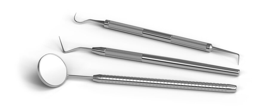 Dental instruments isolated on transparent background