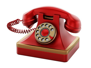Antique rotary phone isolated on transparent background. 3D illustration