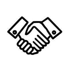 Minimalist black and white handshake icon, agreement and partnership representation