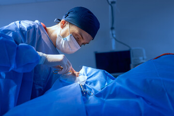 Blepharoplasty, plastic surgery to correct eye deformities. removal of fat deposits