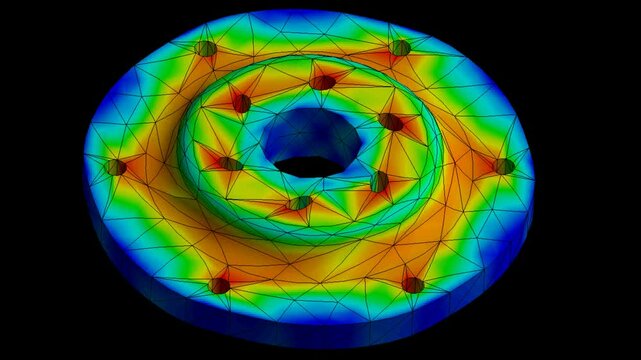 Mechanic simulation engineering - Stress and breakpoint analysis of Diesel engine flywheel under force and moment conditions