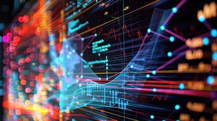 A computer screen displaying a complex data visualization with mathematical annotations