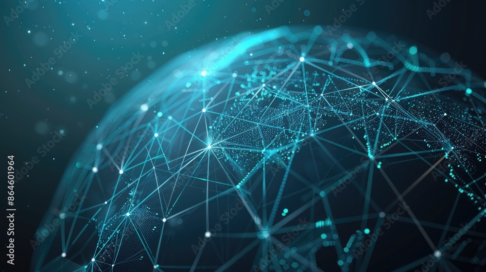 Poster a globe with interconnected lines and nodes symbolizing global connectivity