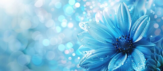 Obraz premium Blue flower background with ample copy space image.