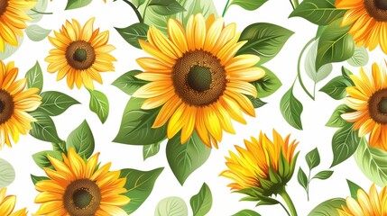 Floral Pattern Reference. Sunflower Pattern in Colorful. Graphic Illustration of Yellow Flowers