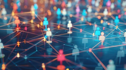 A network of people connected by lines representing social connections and networking