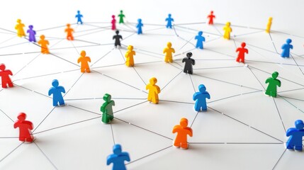 A network of people connected by lines representing social connections and networking