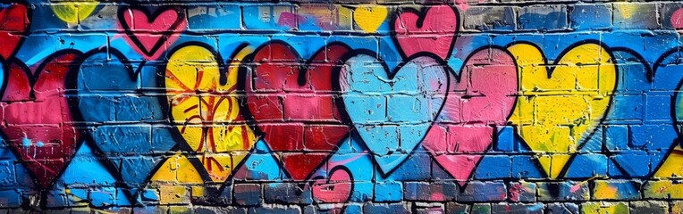 Colorful Love Graffiti on Time-Worn Urban Wall