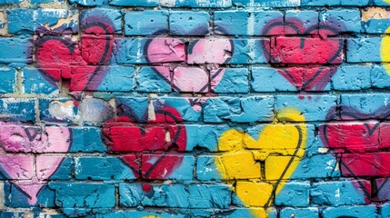 Colorful Love Graffiti on Time-Worn Urban Wall
