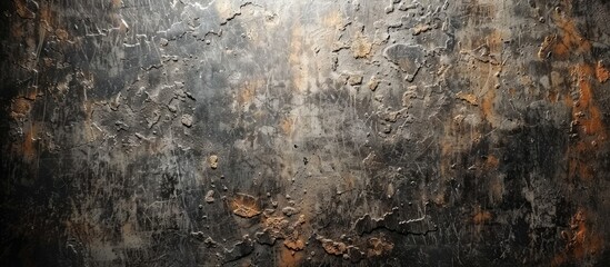 Fototapeta premium Texture of an aged, dark, and textured wall with copy space image for backgrounds.