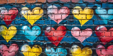 Obraz premium Colorful Love Graffiti on Time-Worn Urban Wall