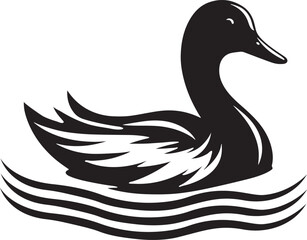 black and white duck silhouette illustration