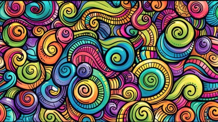 Colorful abstract spirals with intricate patterns in vibrant hues