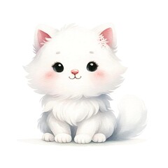 Obraz premium Adorable fluffy white kitten illustration 