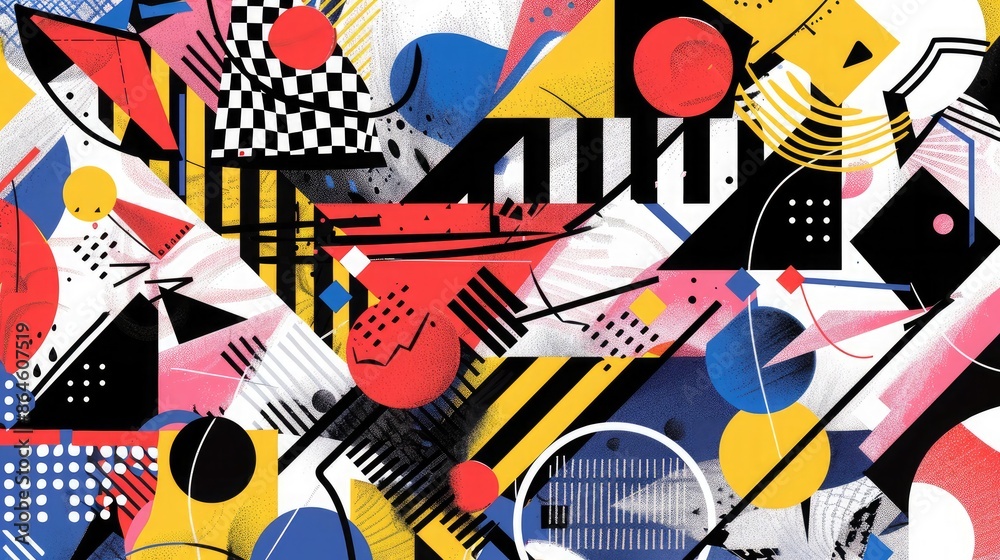 Poster bold and dynamic abstract patterns with geometric shapes and line