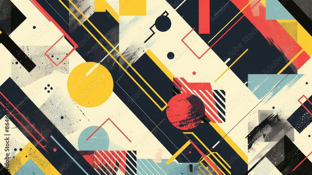 Poster bold and dynamic abstract patterns with geometric shapes and line