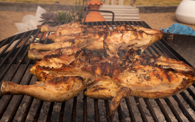 Roasting a whole chicken in the grill	
