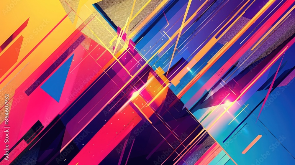 Poster bold geometric shapes and lines creating a dynamic and modern abstract background