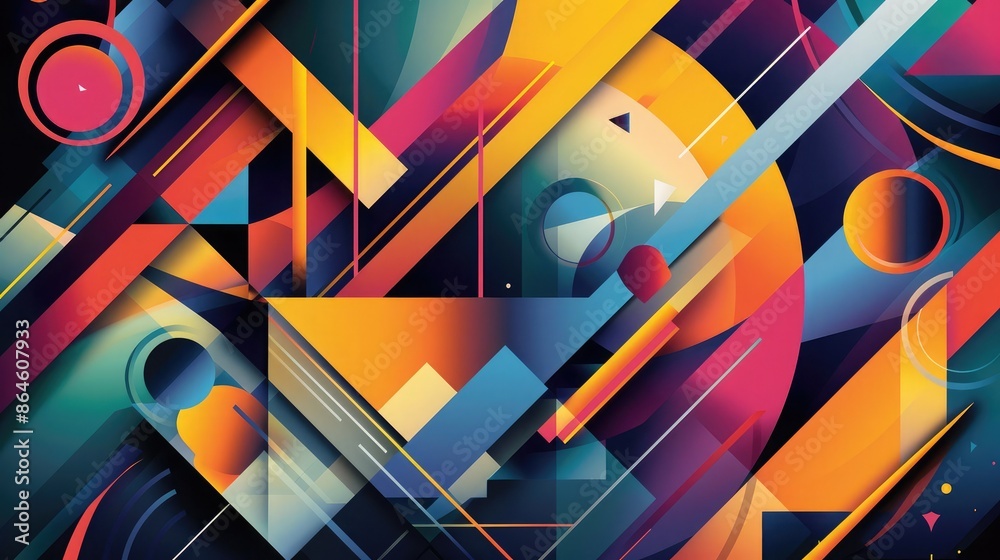 Poster bold geometric shapes and lines creating a dynamic and modern abstract background