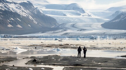 Researchers study climate change's impact on glaciers, highlighting the urgent need for sustainable policies.