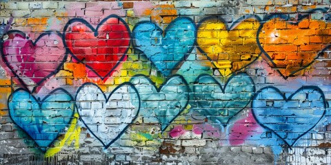 Fototapeta premium Colorful Love Graffiti on Time-Worn Urban Wall