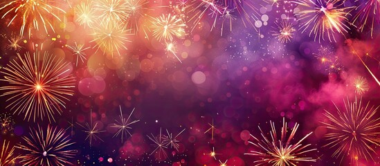 Fototapeta premium Celebrate with stunning firework banners for special occasions, with vibrant overlays creating an incredible backdrop. Enjoy the vibrant copy space image!