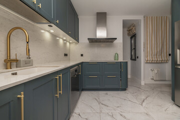 You can choose to camouflage the appliances behind panels made of the same material as the furniture for a cleaner look