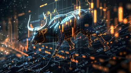 Graphique num&eacute;rique repr&eacute;sentant le succ&egrave;s du march&eacute; haussier