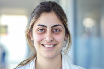 young happy brunette looking at the camera smiling