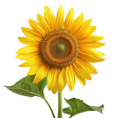A vibrant yellow sunflower isolated on a transparent background