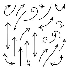 Vector hand drawn arrows collection set simple flat arrows isolated on white background arrow mark icons (5)