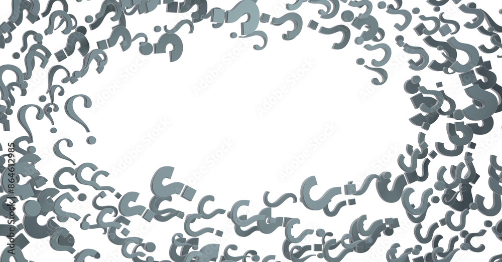 Poster colored question marks background concept. 3D Rendering.
