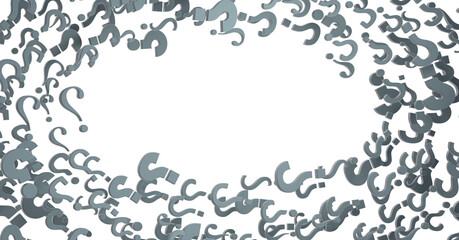 colored question marks background concept. 3D Rendering.