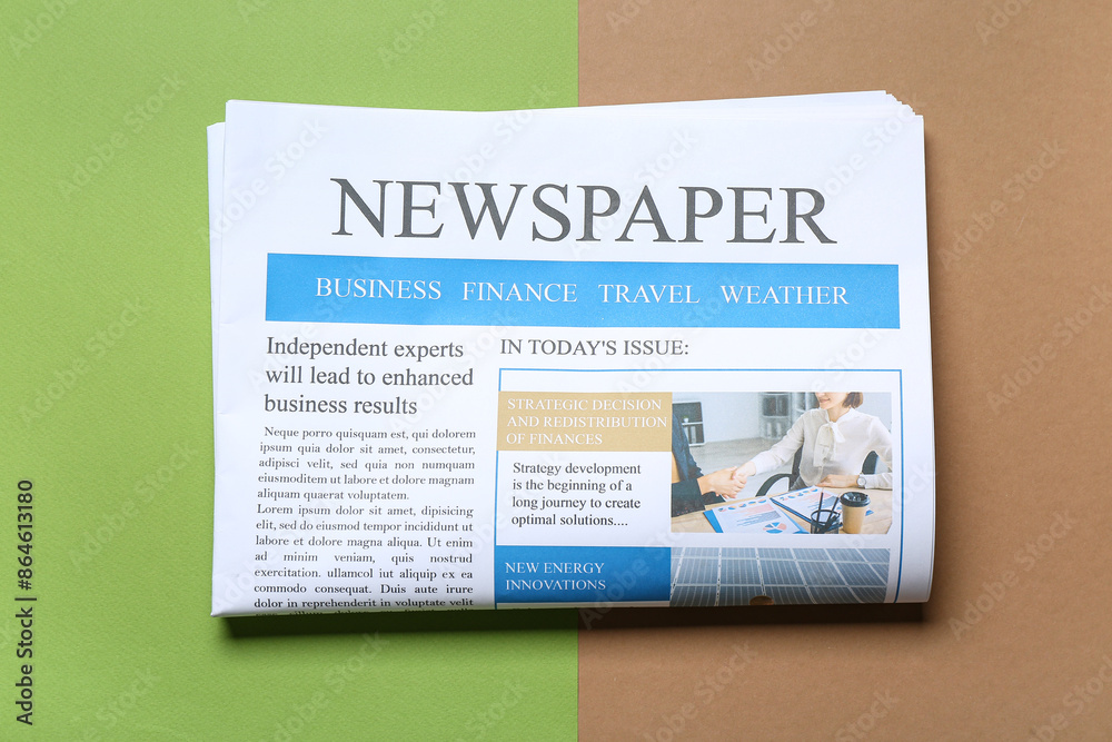 Sticker modern newspaper on colorful background