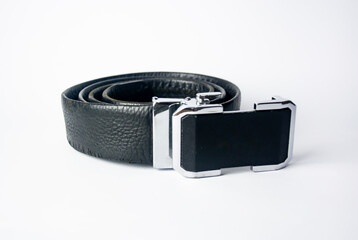 modern men leather belt isolated on white