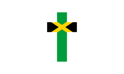 Obraz premium PrintJamaican Flag Christian Cross Vector Illustration