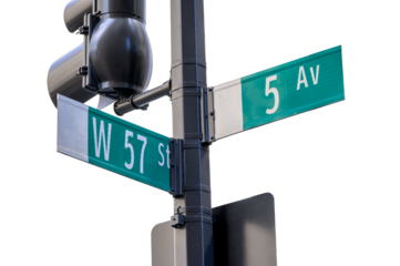 Fifth Avenue and 57th Street street sign. with transparent background.