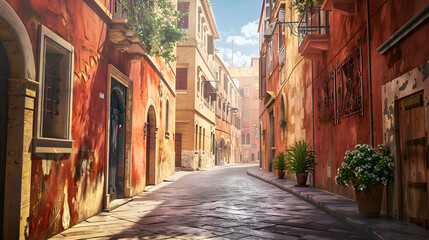Fototapeta premium Colorful Rome Street: Stage Background for Play