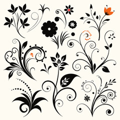 Vector various different floral designs (21)