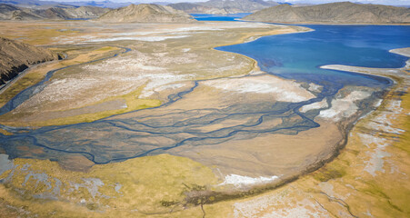 the river with Yamdrok Yumtso（Yamzhog Yumco）lake