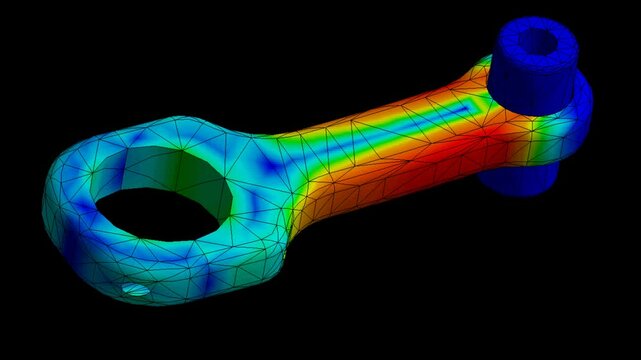 Mechanic simulation engineering - Stress and breakpoint analysis of piston connecting rod under force and moment conditions