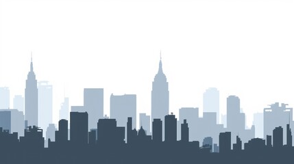 Naklejka premium Silhouetted Cityscape Against a Pale Sky