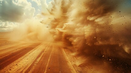Fototapeta premium Intense Motion and Texture of a Desert Storm: Dynamic Cloud of Dust and Sand
