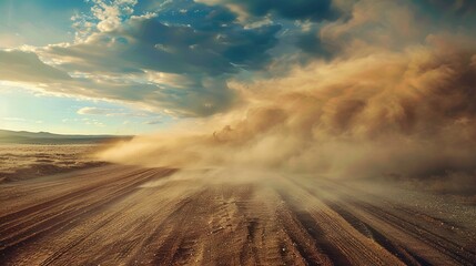 Desert Storm in Action: Dynamic Cloud of Dust and Sand with Intense Texture