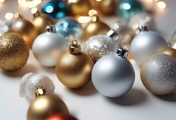 Christmas Ornaments on Isolated White Background