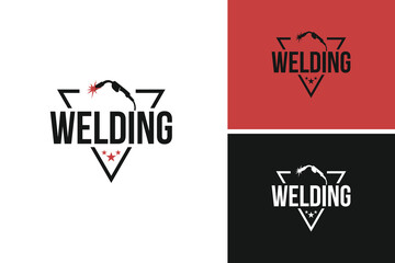 Welding workshop logo design vector illustration template idea